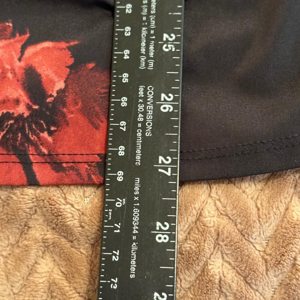 41 Hawthorn Women Black Red Floral Split Neck Long Sleeve Top Mixed Media M - Picture 5 of 7